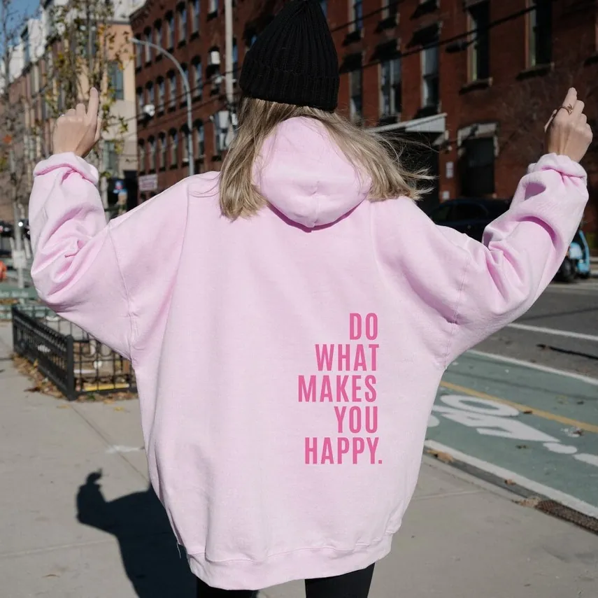 Men Hoodie Polyester Fleece Lined Letter Print Slogan Oversized Casual Streetwear Long Sleeve Drawstring Kangaroo Pocket