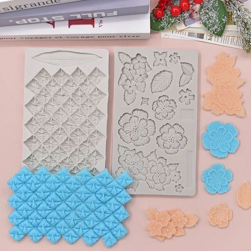 Stampo In Silicone Texture Fiore Ananas DIY Cottura Decorazione Torte Fondant Cioccolato Argilla Stampini Artigianali