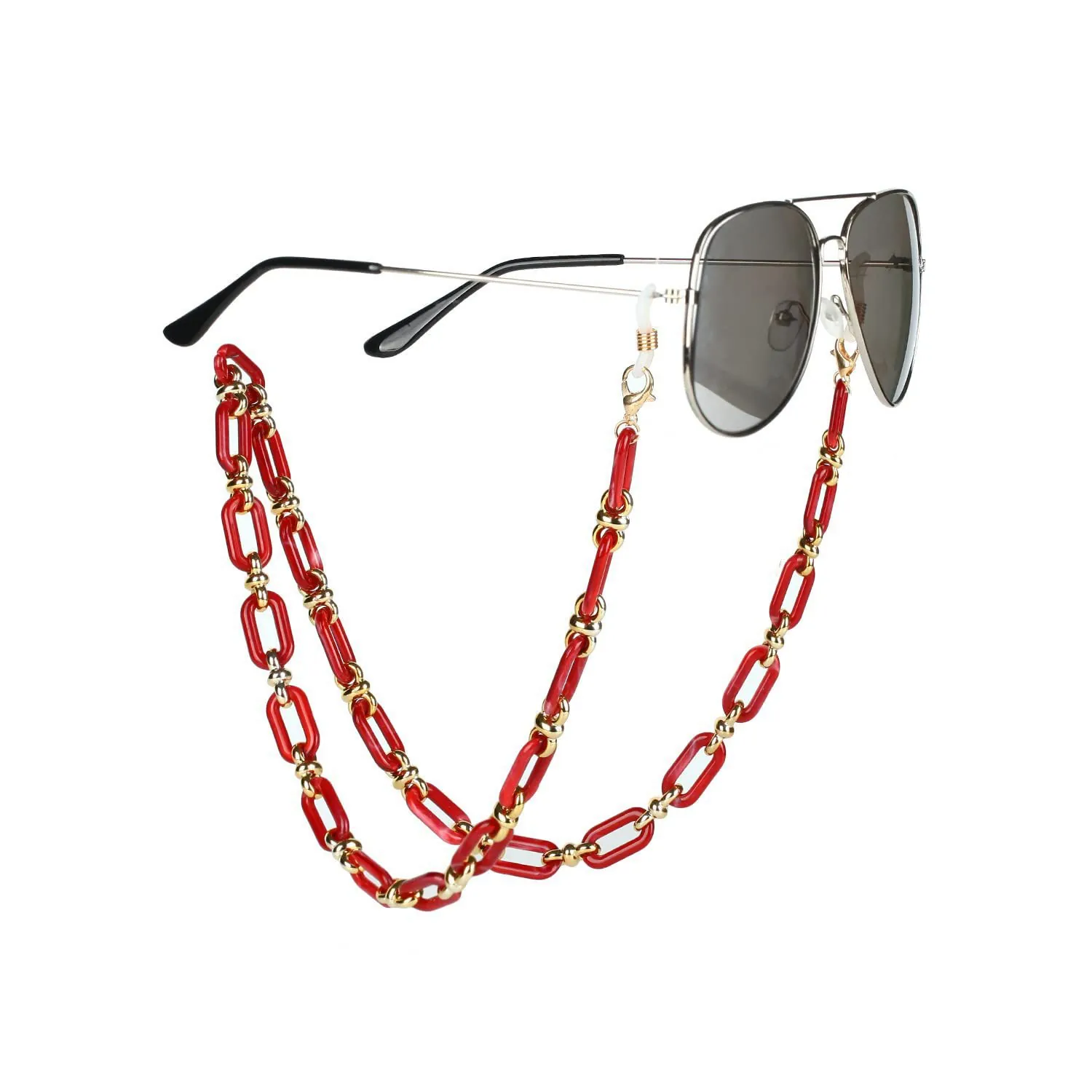 Retro Acrylic Resin Glasses Chain Chunky Alloy Metal Links Eyewear Lanyard Mask Strap Anti-Slip Decorative For Women