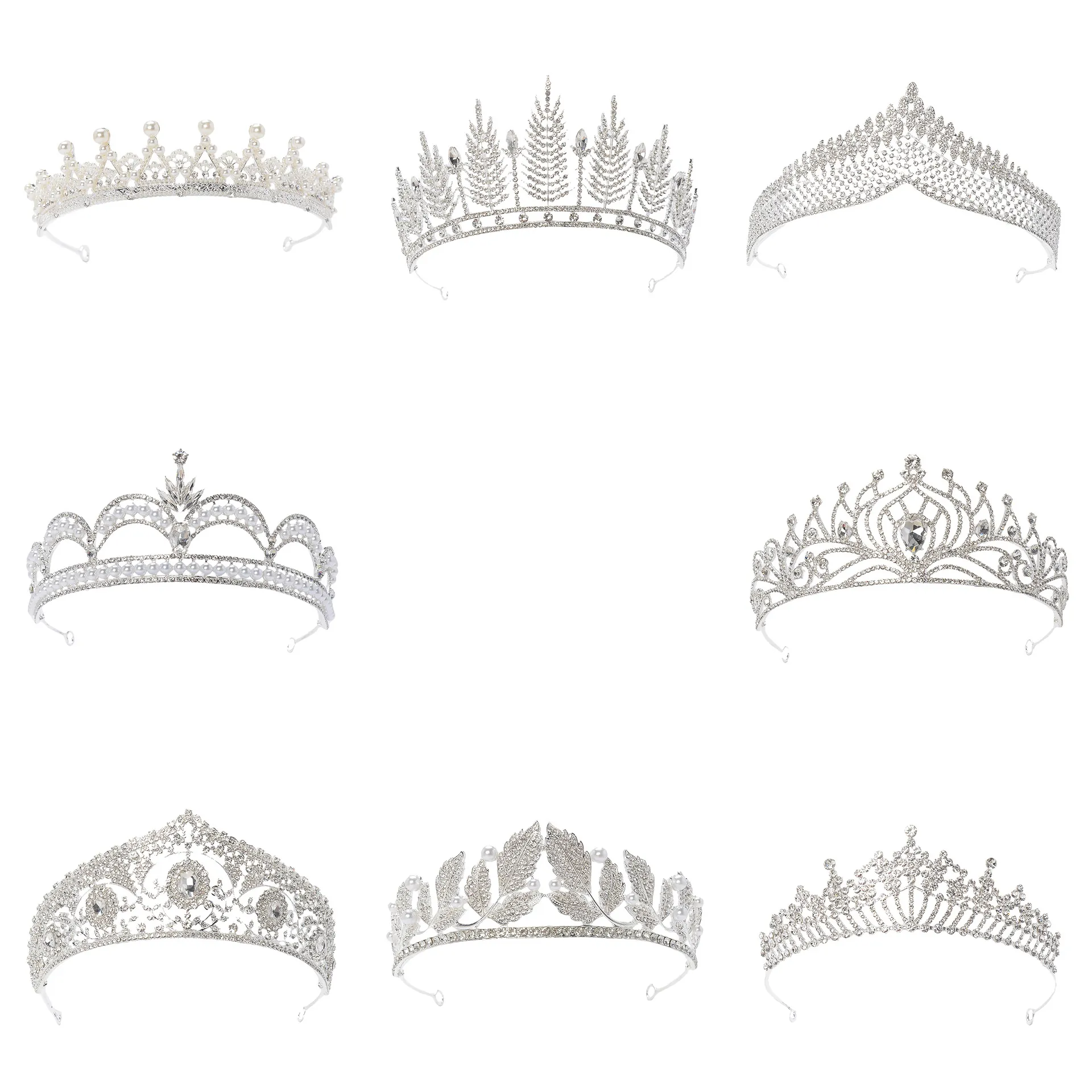 Bridal Crown Tiara Alloy Rhinestone Faux Artificial Pearl Vintage Wedding Hair Accessories For Women Princess Elegant Headpiece