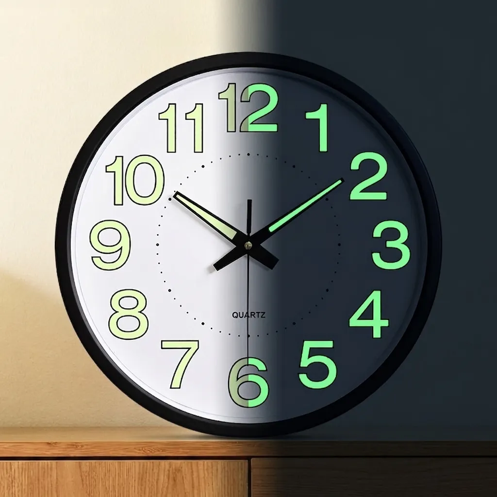 Luminous Wall Clock Silent Quartz Movement Round Decorative Hanging Timepiece For Bedroom Living Room Office