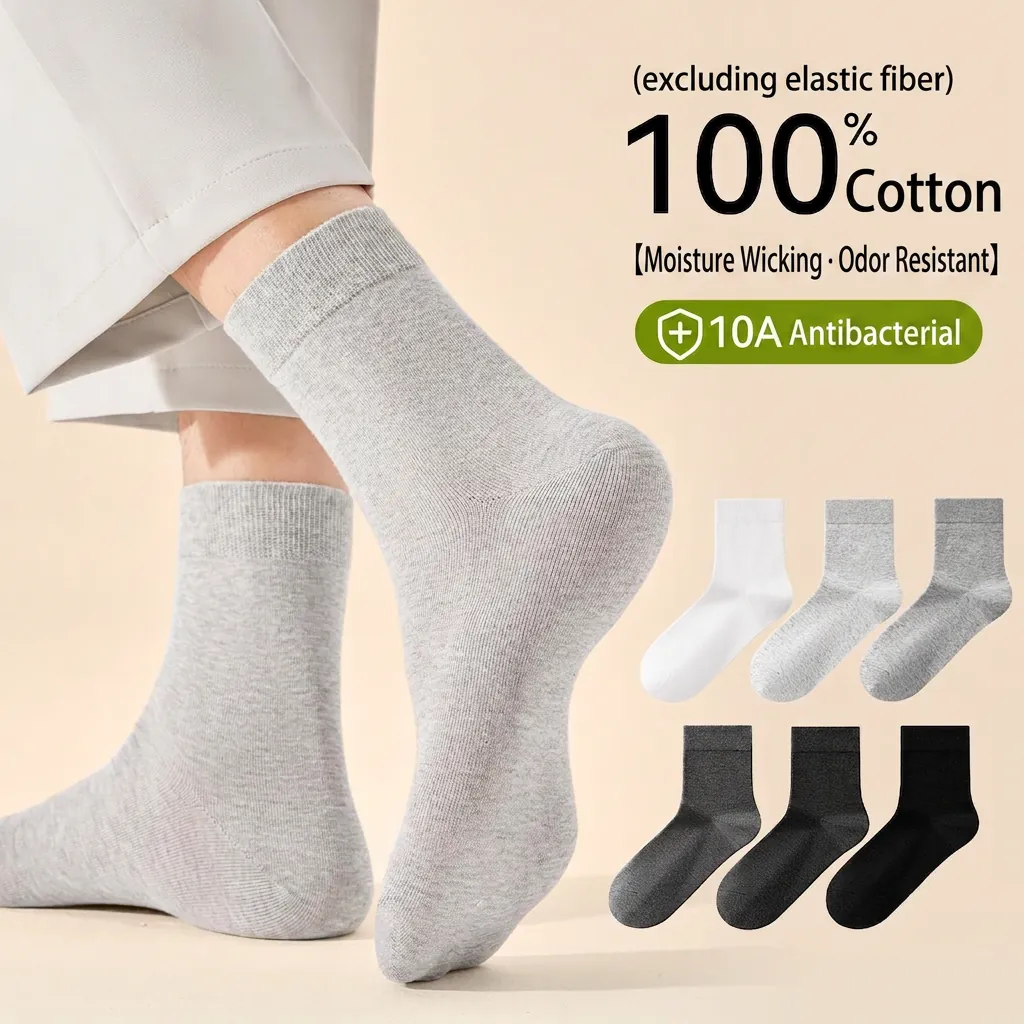 Calze al Polpaccio in Cotone Antibatteriche da Lavoro per Uomo Donna Traspiranti Tinta Unita Calzini Deodoranti alla Moda