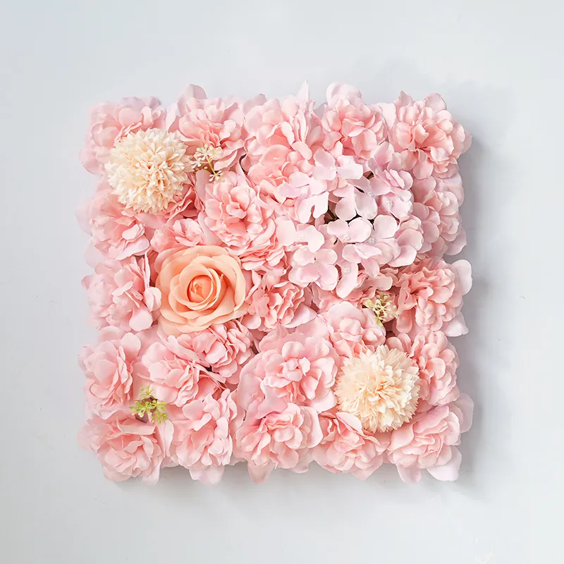 Artificial Flower Wall Panel Satin Rose Hydrangea Floral Backdrop For Wedding Party Photography Home Decor Romantic Square