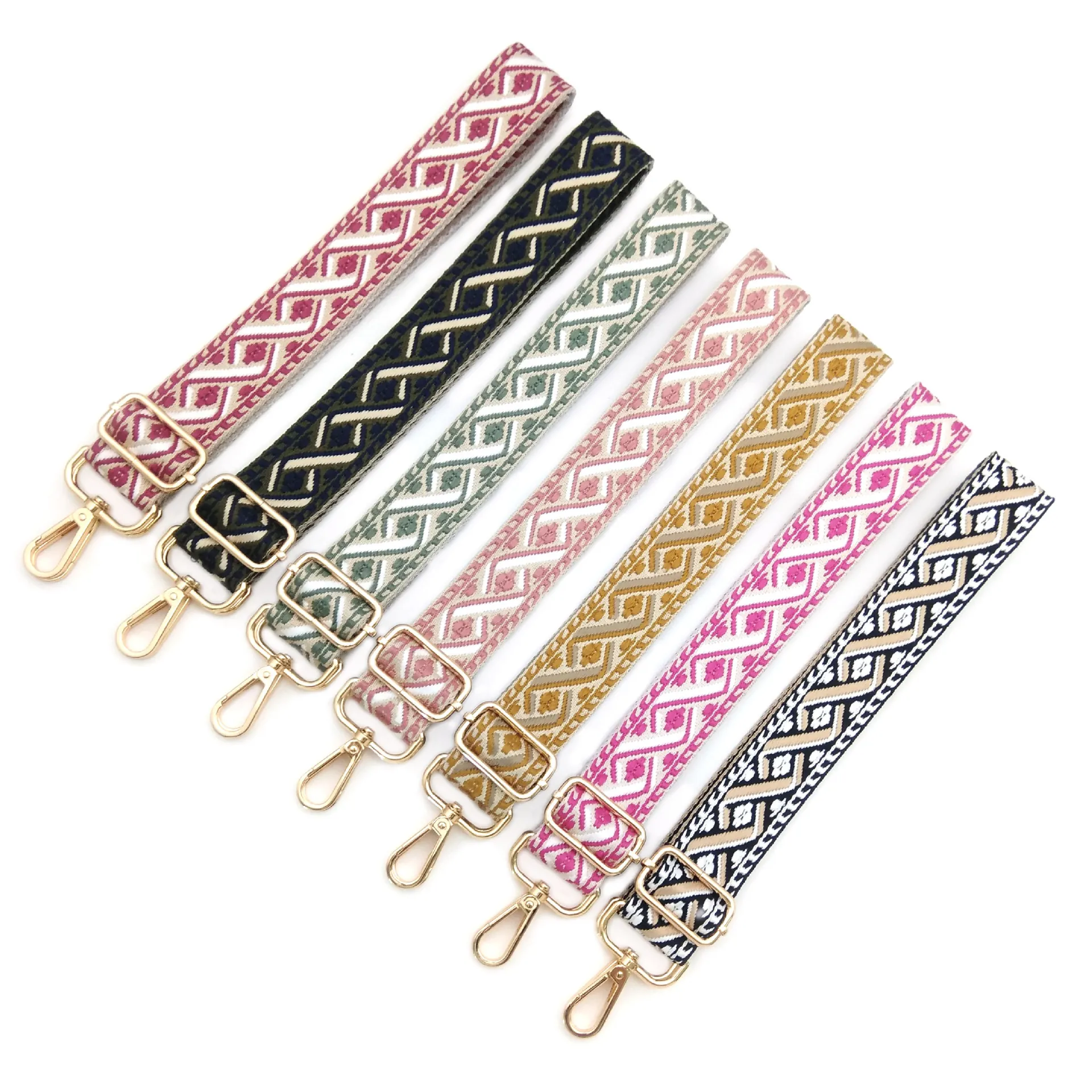 Bandoulière Large Bohémienne Réglable Sangle De Remplacement Tissée Géométrique En Polyester Pour Sac À Main Sacoche Femme