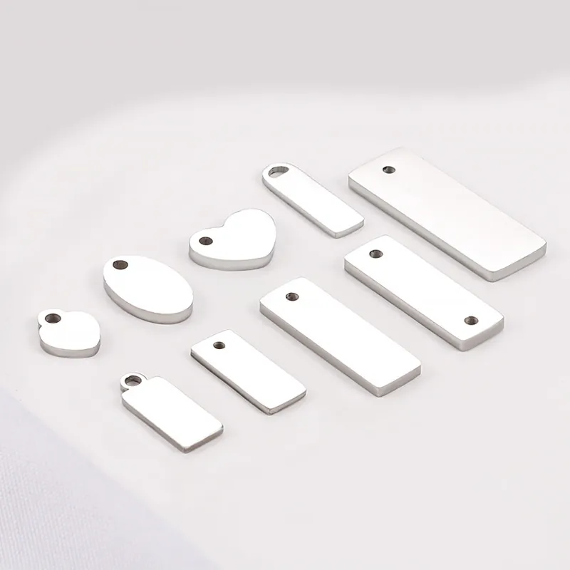 Polished Stainless Steel Geometric Blank Tags Metal Pendants For DIY Jewelry Making Necklaces Bracelets Connectors Ending Charms