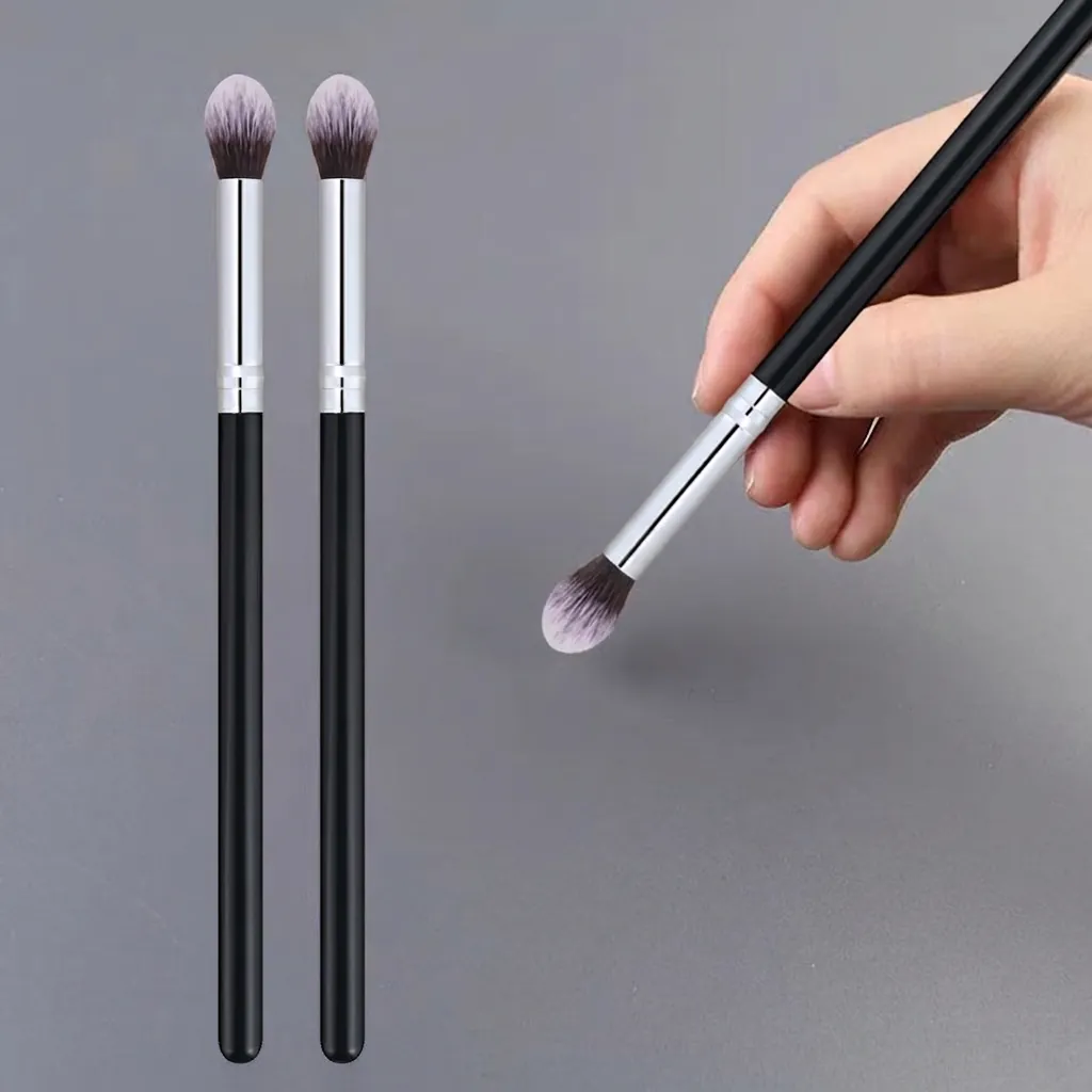 Pinceau Enlumineur Effilé Forme De Flamme Outil De Maquillage Estompeur Poils Synthétiques Doux Manche Plastique Portable Beauté Visage