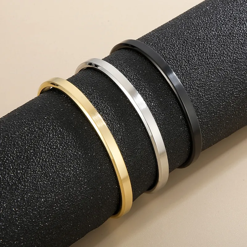 Brazalete De Puño Minimalista Acero Inoxidable 316L Superficie Mate Cepillada Pulsera En C Joyería Estilo Simple Para Hombres Mujeres