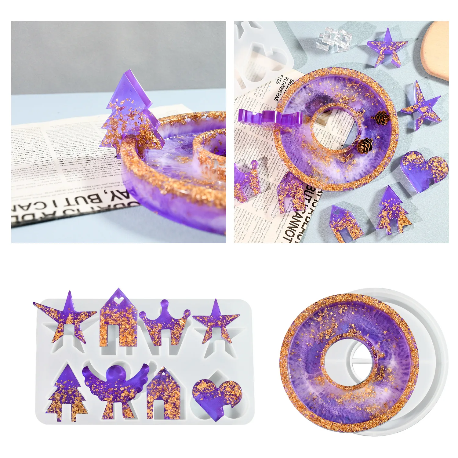 DIY Silicone Mold Angel House Star Shapes Epoxy Resin Casting For Desktop Ornament Crafting Accessory