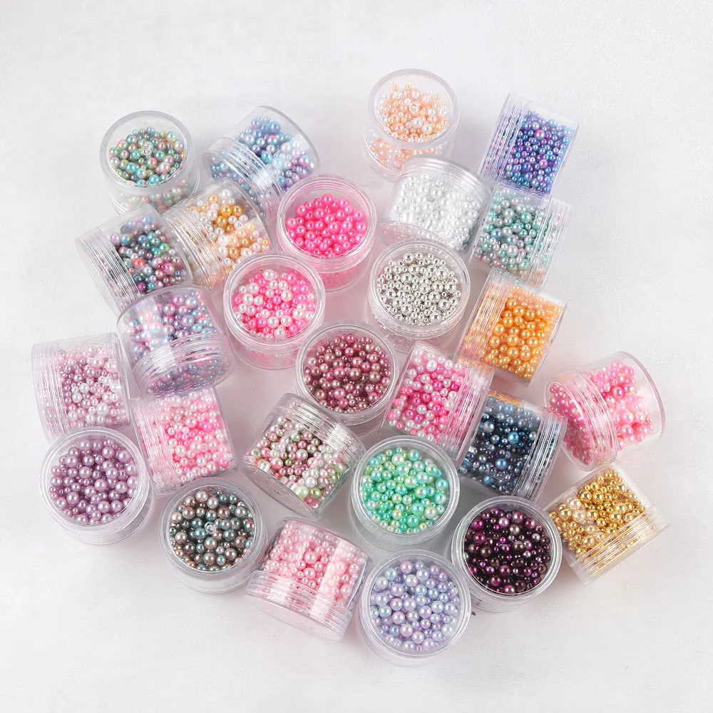 Künstliche Perle D'imitazione Rotonde Senza Foro Plastica Abs Colorata Dimensioni Miste Per Gioielli Fai Da Te Nail Art Accessori