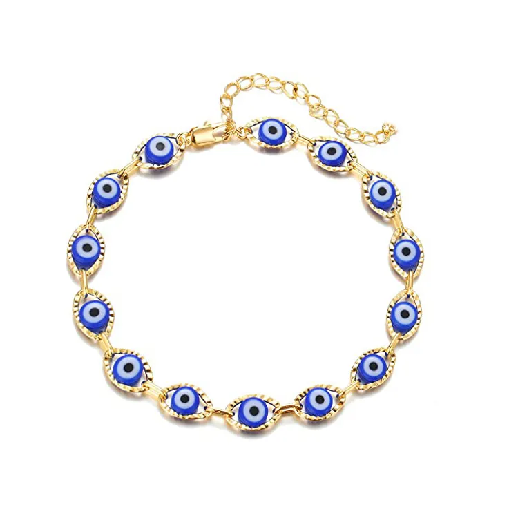Evil Eye Bracelet Copper Enamel Lucky Turkish Amulet Boho Style Jewelry For Women And Men Adjustable