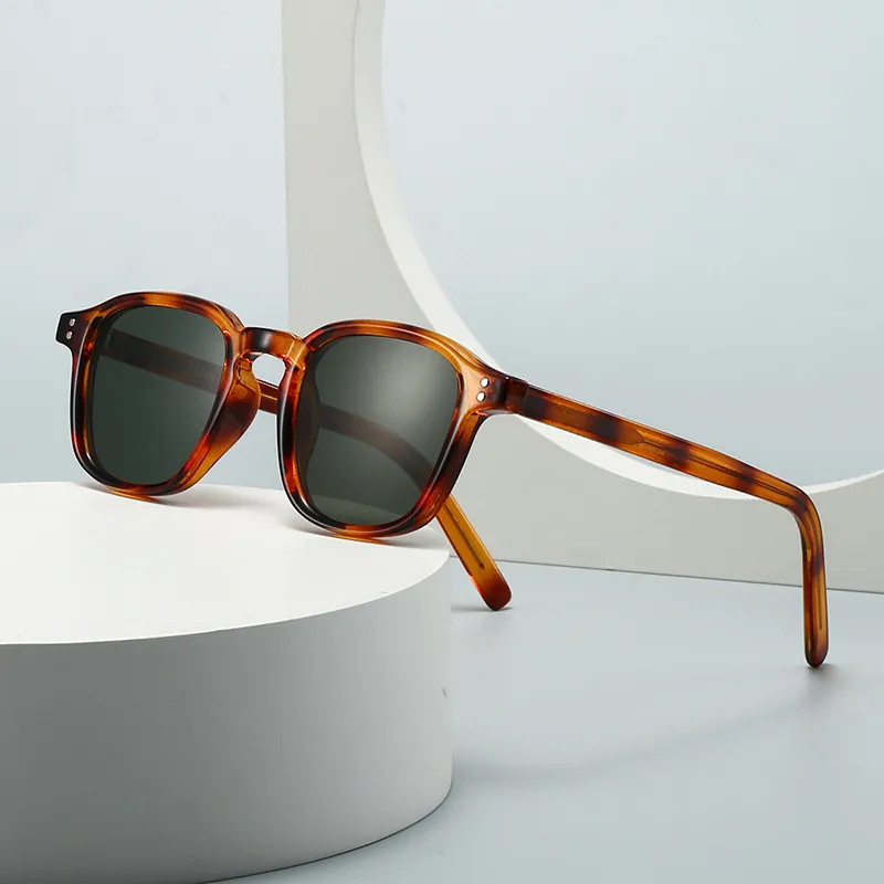 Gafas de Sol Vintage Retro de Marco Redondo para Hombres Mujeres Protección UV400 Marco de PC Lente de Resina Moda Artística Streetwear
