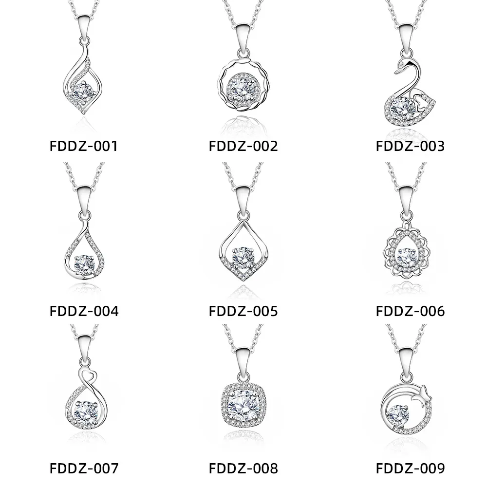 925 Sterling Silver Moissanite Necklace D Color Minimalist Pave Swan Heart Pendant Necklace For Women Elegant Jewelry Gift