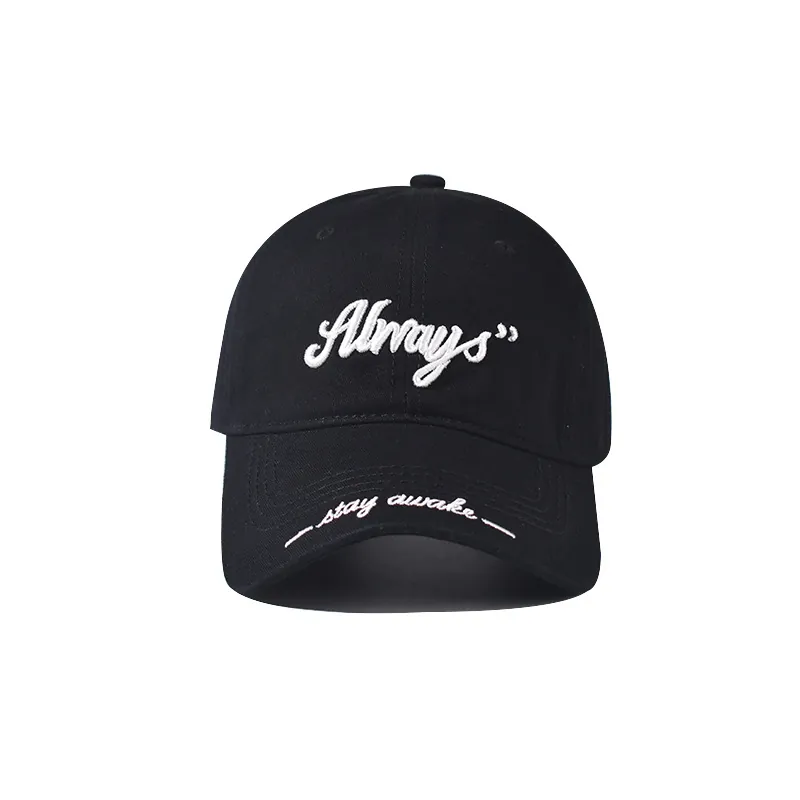 Baumwolle Baseballkappe Always Stay Awake Stickerei Sonnenhut Verstellbar Unisex 6-Panel Gebogener Schirm Lässig