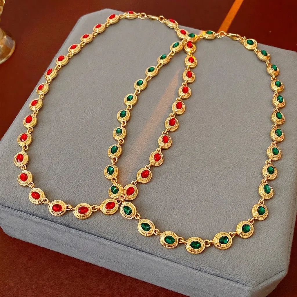 Collier Long Vintage Avec Strass Ovales Chaîne De Pull En Alliage Style Palais Bijoux De Luxe Pour Femmes