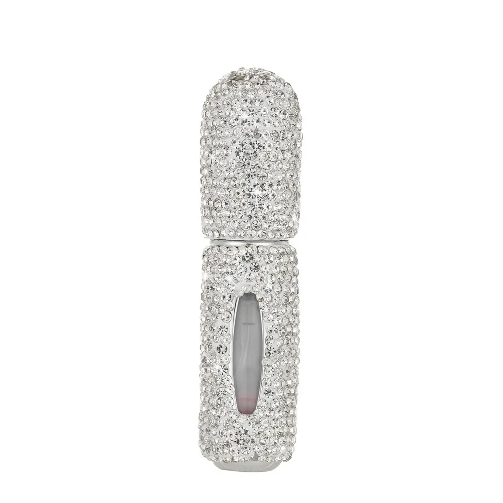 Portable Perfume Atomizer Bottle Rhinestone Encrusted Bottom Refill Spray Empty Travel Cosmetic Container Bling