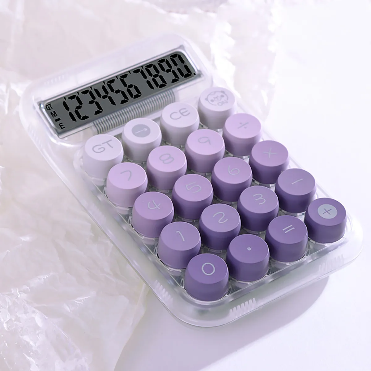 Mechanical Keys Desktop Calculator Transparent Case Gradient Macaron Color Large LCD Display Accounting Office School Supplies