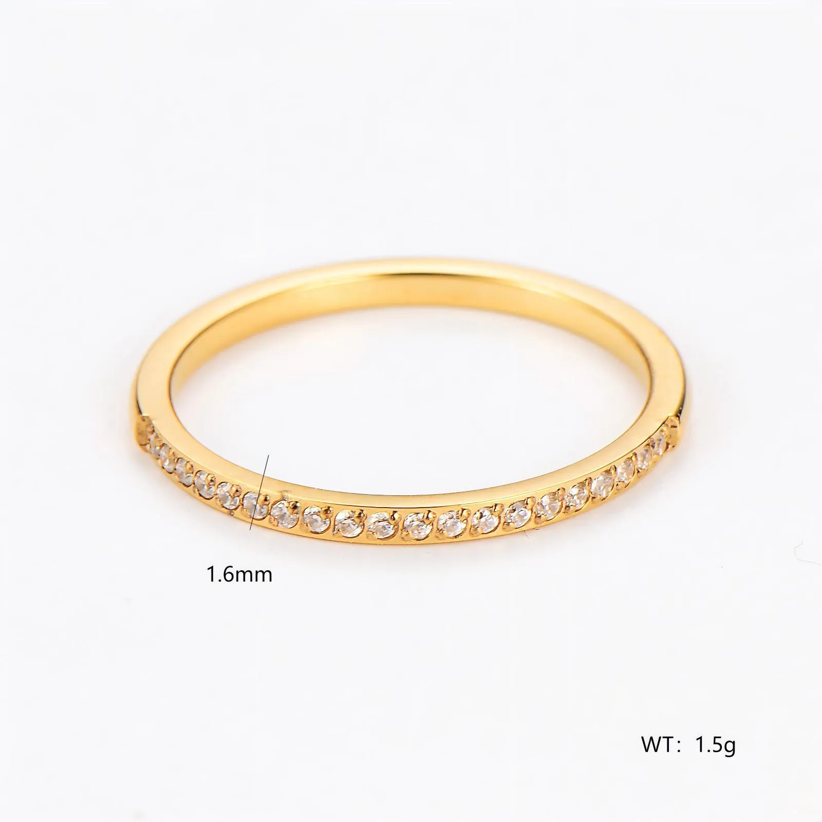 Anillo De Eternidad Minimalista 304 Acero Inoxidable Circonita Joyería De Boda Apilable Para Mujeres