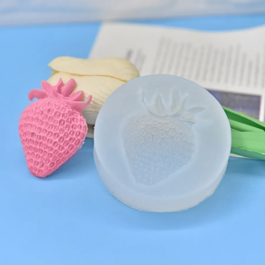 Stampo In Silicone A Forma Di Fragola Per DIY Cottura Fondente Decorazione Torte Sapone Candela Resina Strumento Artigianale