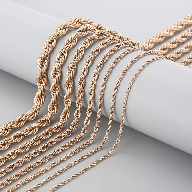 Minimalist Rope Chain Necklace Stainless Steel Fade Resistant Twisted Link Jewelry For Men And Women Versatile Ins Style