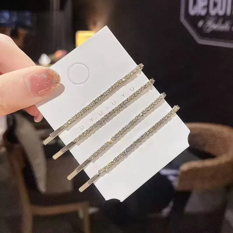Rhinestone Bobby Pin Alloy Glitter Hair Clip Minimalist Hairpin Elegant Side Bangs Barrette Fashion Headwear For Women