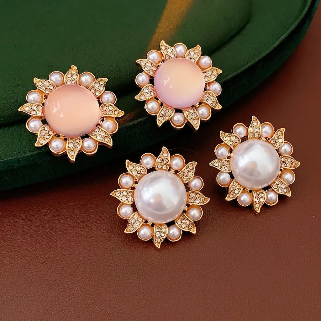 Boucles D'Oreilles Puces Tournesol Avec Imitation Künstliche Perle Strass Alliage Et Tige De Boucle D'Oreille En Argent Style Rétro