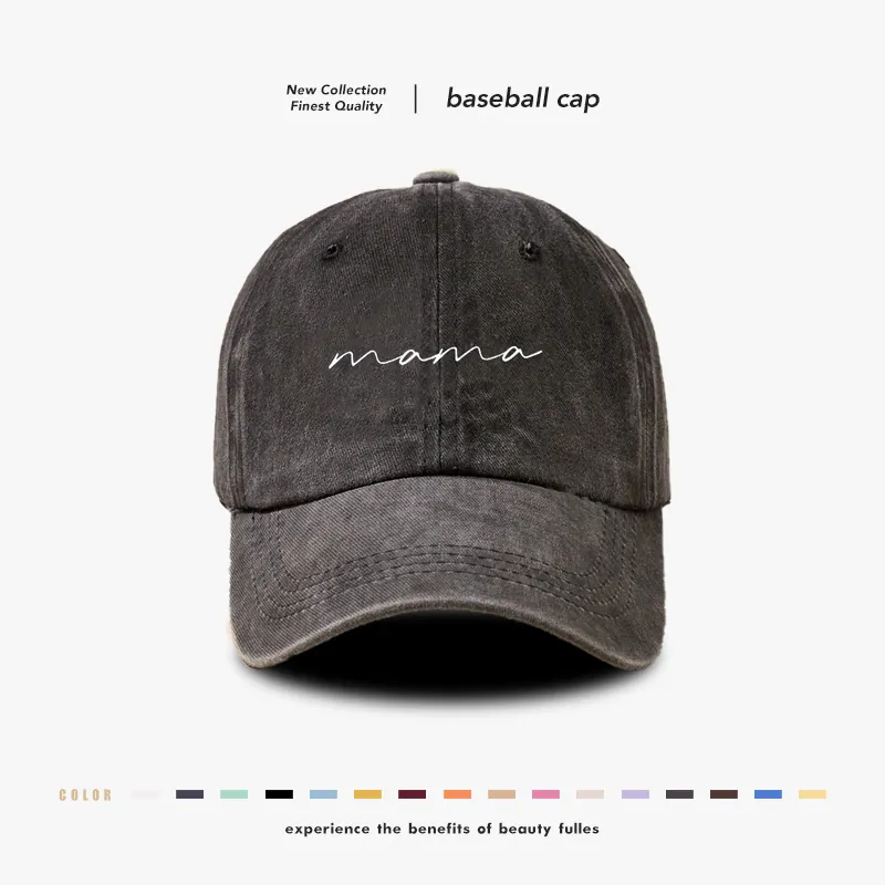 Cappello Da Baseball In Cotone Lavato Ricamato Mama Vintage Distressed Retro Regolabile Dad Hat Per Donna Berretto Sole