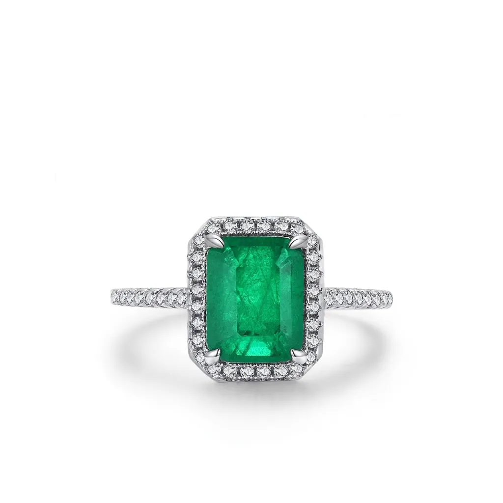 925 Sterling Silver Emerald Cut Zirconia Ring Elegant Luxurious Minimalist Wedding Jewelry For Women Finger Ring Gift
