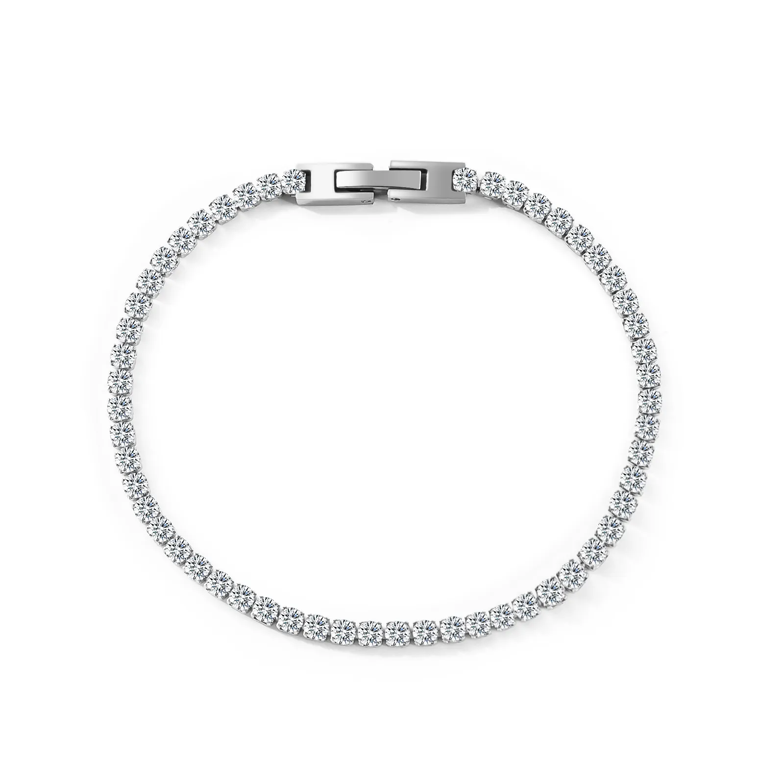 Classic Titanium Steel Cubic Zirconia Tennis Chain Bracelet Necklace For Unisex Shiny Zirconia Link Chain Fashion Jewelry Gift