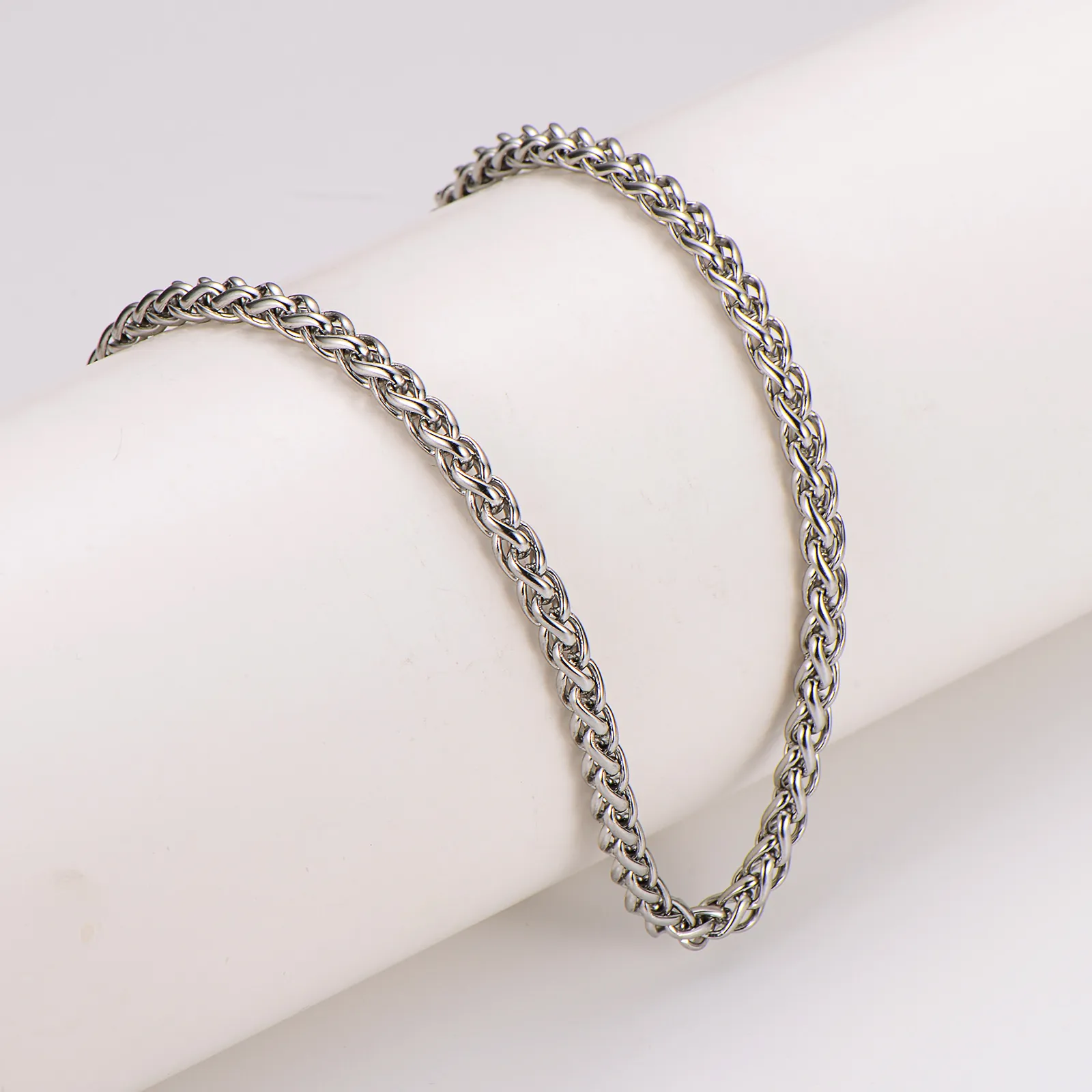 Stainless Steel Men Chain Necklace Wheat Bone Link Hip Hop Punk Style Trendy Minimalist Jewelry Fashion Gift