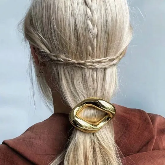 Geometric Irregular Oval Metal Hair Clip Minimalist Gold Alloy Hairpin Elegant Hair Accessories For Women