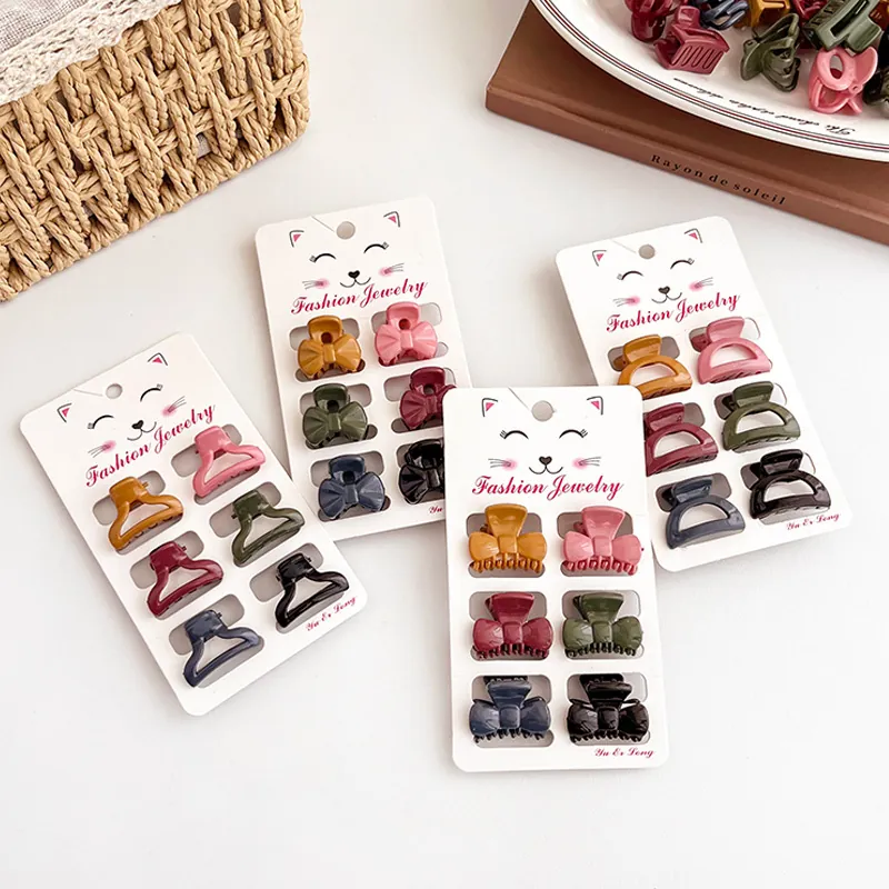 Mini Hair Clips Morandi Color Small Hair Claws For Women Girls Plastic Baking Varnish Bang Clips Hair Accessories
