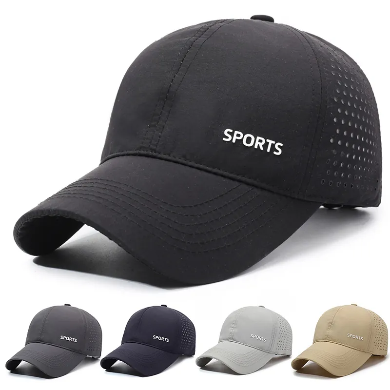 Cappellino Da Baseball Sportivo Poliestere Asciugatura Rapida Laser Perforato Traspirante Protezione Solare Regolabile