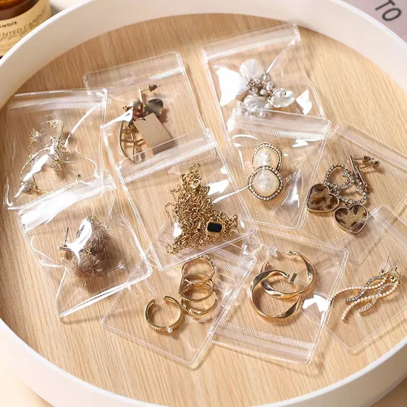 Clear PVC Jewelry Self Sealing Bags Thick Plastic Ziplock Storage Pouch For Earrings Bracelets Necklace Organizer