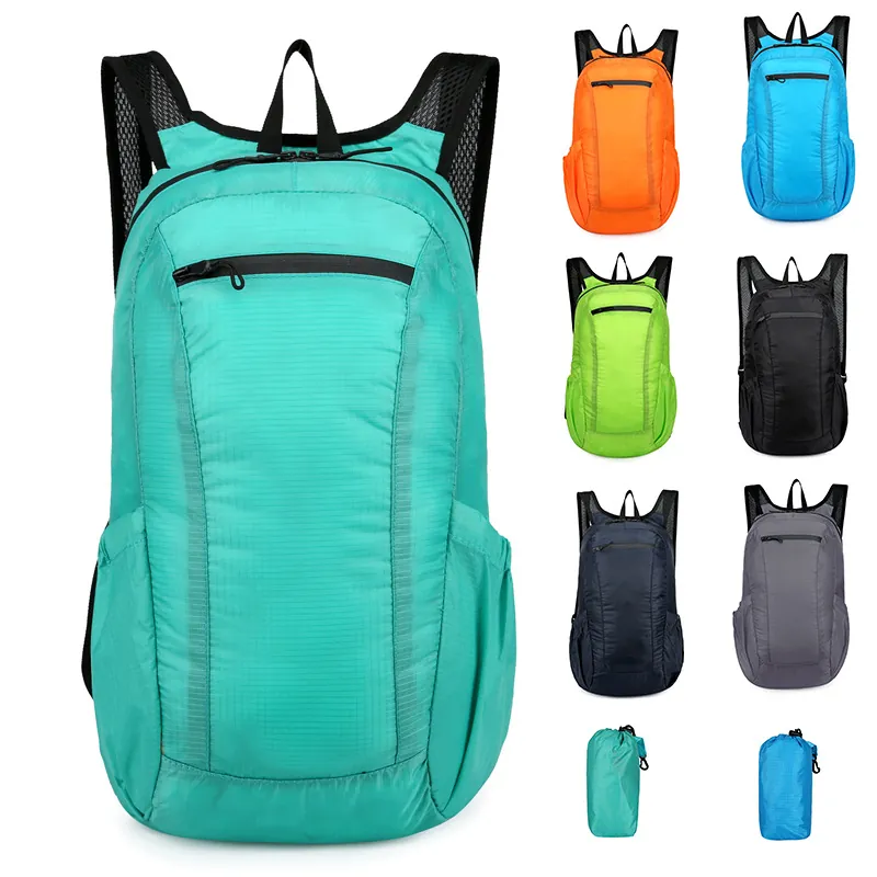 Lightweight Foldable Backpack Waterproof Ripstop Nylon Daypack Breathable Mesh Strap Outdoor Hiking Travel Sports Bag