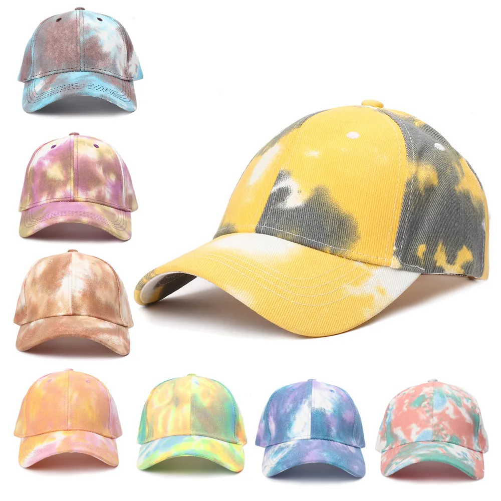 Tie-Dye Baseball Cap Sun Protection Summer Outdoor Fashion Graffiti Style Adjustable Peaked Hat For Women Men
