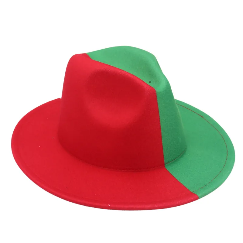 Two Tone Fedora Hat Wide Brim Cotton Felt Color Block Panama Jazz Cap Vintage Fashion Style For Men Women