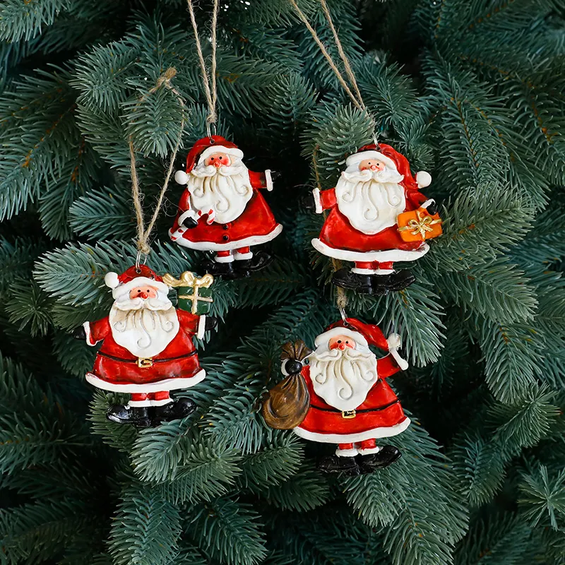 Christmas Hanging Ornaments Resin Santa Claus Snowman Gingerbread Man Xmas Tree Decor Holiday Party Home Decorations