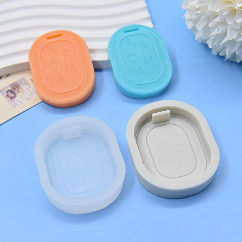 Oval Aroma Silicone Mold For DIY Handmade Aromatherapy Plaster Stone Scented Wax Tablet Wardrobe Car Decoration