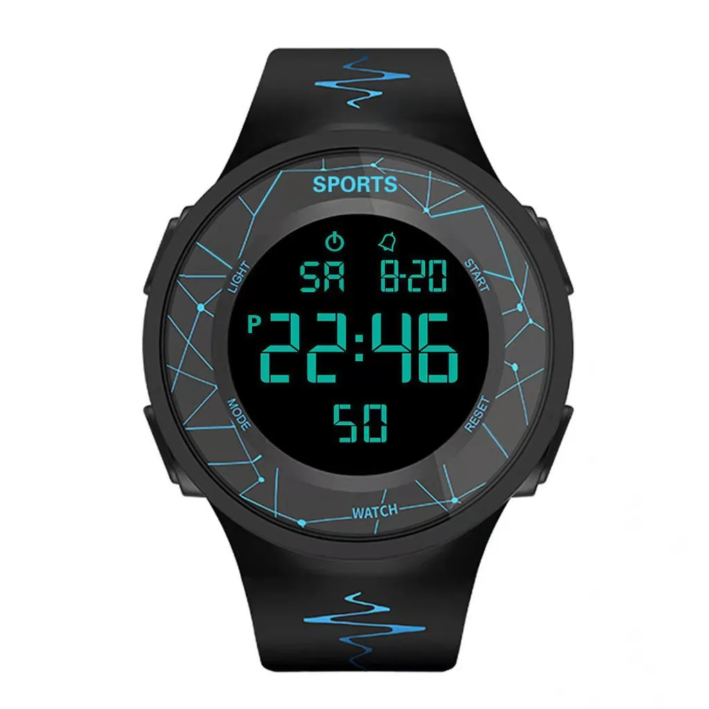 Digital Sports Watch Waterproof Luminous Multifunctional Wristwatch With Silicone Strap Alarm Stopwatch For Men Women Kids