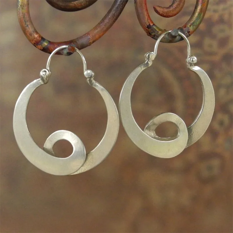 Orecchini A Cerchio Bohémien Gypsy Geometrici A Spirale Cavi In Metallo Con Perno In Ferro Gioielli Da Donna