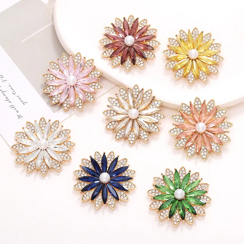 Breloques Fleurs Alliage Strass Cristal Fausse Künstliche Perle DIY Accessoires Bijoux Décoration Chaussure Embellissements Coque Téléphone Brillant Marquise Pierre Précieuse Élégant