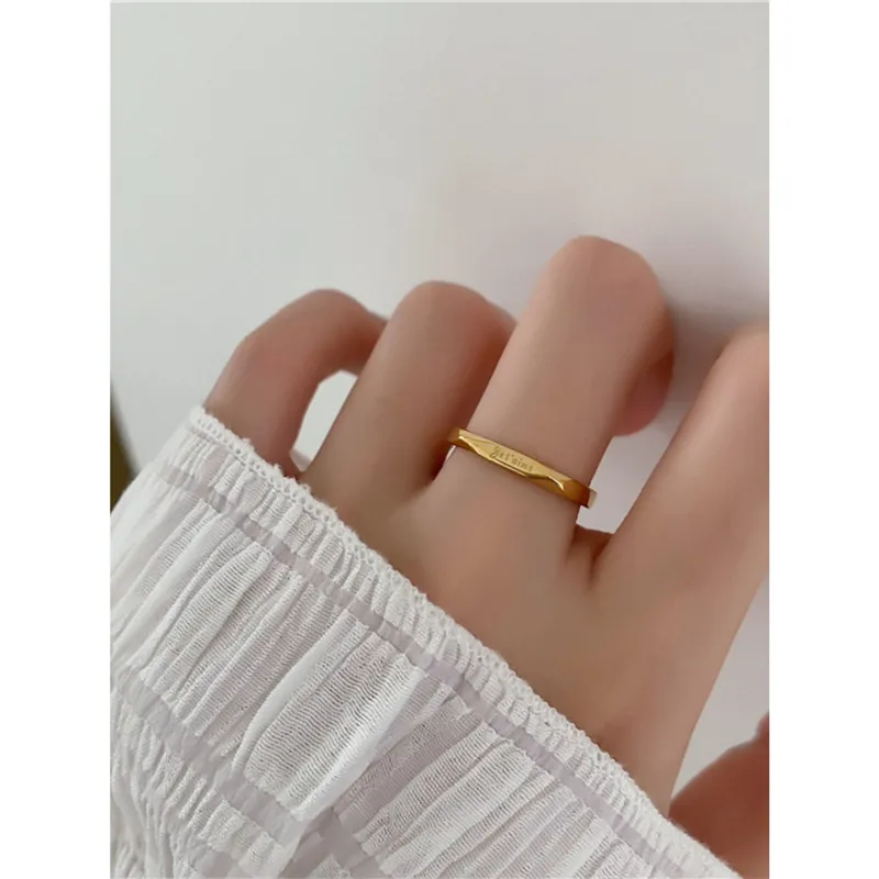 Je T'aime Engraved Mobius Twist Ring Titanium Steel Minimalist French Style Jewelry For Women Couples Romantic Gift