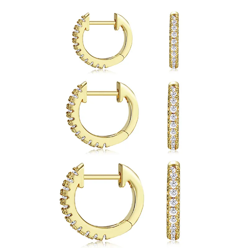 Mode Creolen Kupfer 18K Vergoldet Zirkonia Einlage Gedrehtes Seil Huggies Für Frauen Minimalistischer Schmuck