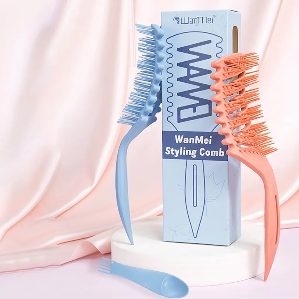 Geventileerde Haarkam En Reinigingsgereedschap Styling Gebogen Ontwarrende Borstel Voor Föhnen Ergonomische Plastic Borstel