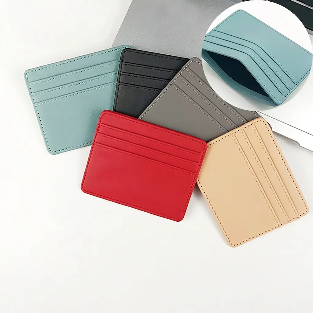 Slim Card Holder PU Leather RFID Blocking Credit Card Wallet Ultra Thin Multiple Slots Travel Business Minimalist Case