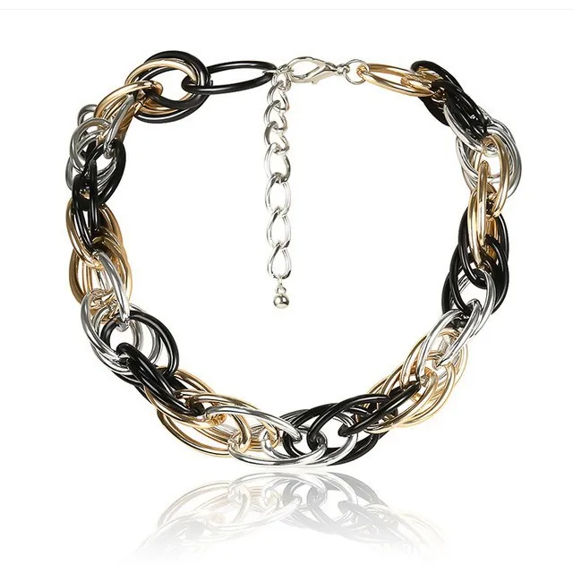 Chunky Chain Necklace Exaggerated Cuban Link Textured Aluminum Acrylic Jewelry For Women Fashion Statement