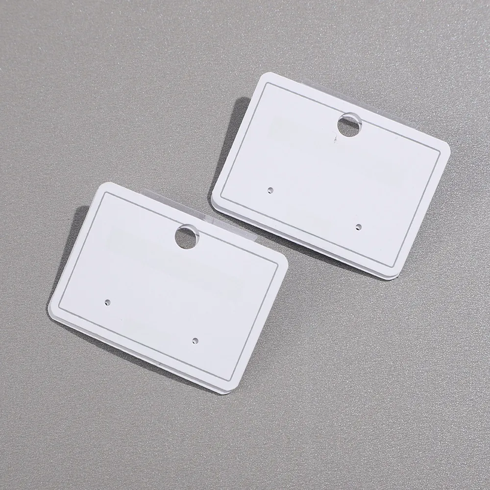 White Earring Display Cards Paper Jewelry Packaging Hanging Tags For 925 Sterling Silver Earring Post Studs