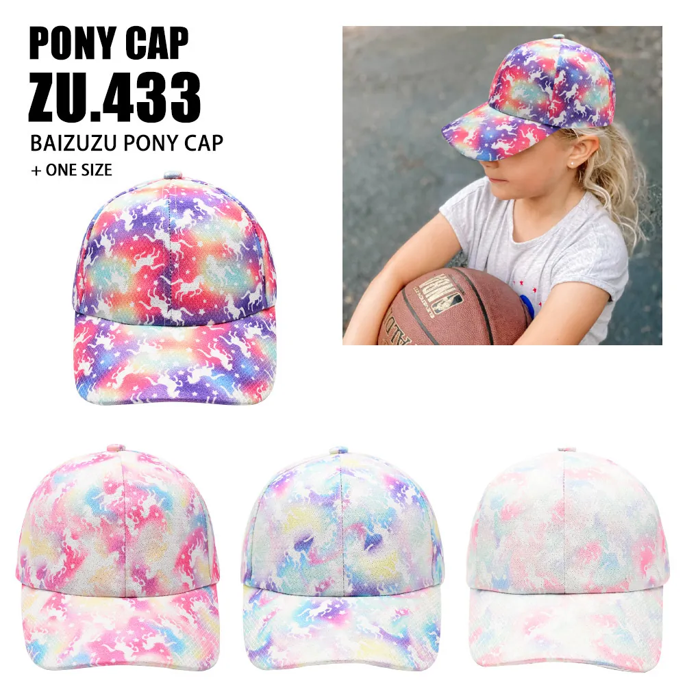 Cappellino Da Baseball Bambina Bambino Unicorno Galassia Sfumato Poliestere Cappello Da Sole Regolabile Esterno