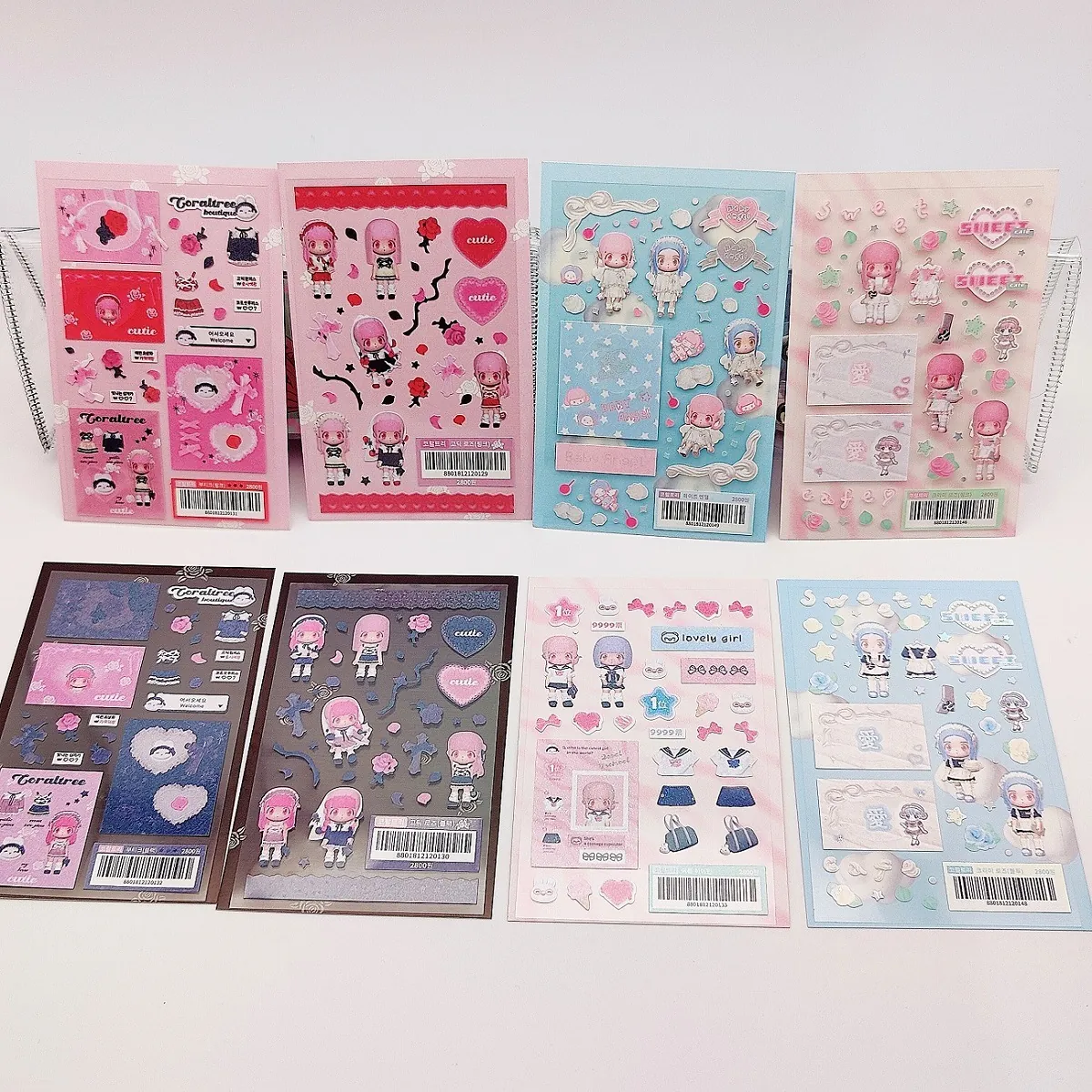 Cute Cartoon Girl Decorative Stickers Korean Ins Style DIY Journal Scrapbooking Aesthetic PET Material