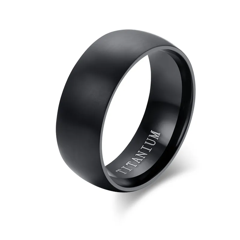 Schwarzer Titan Ring Für Herren Matt Gebürstet Schlichtes Band Mode Schmuck Accessoire